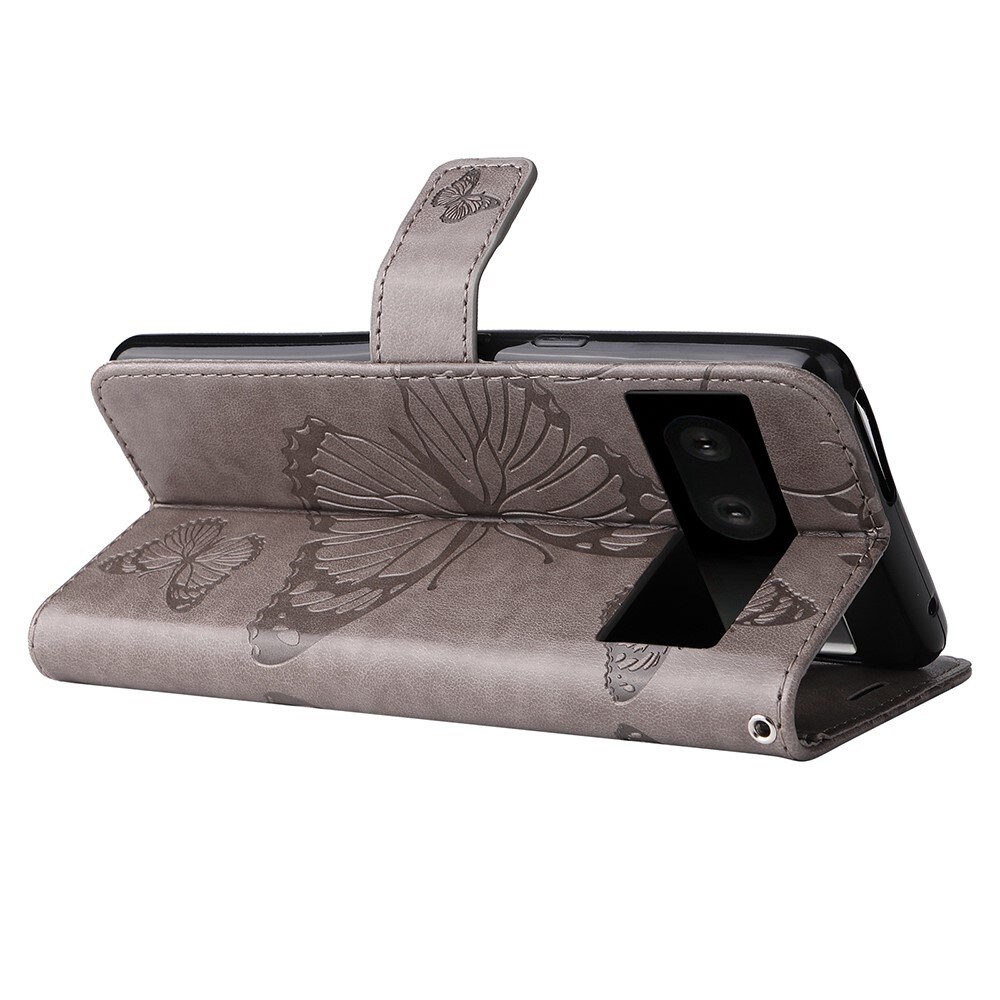 Google Pixel 7 Handyhülle mit Schmetterlingsmuster, Grau