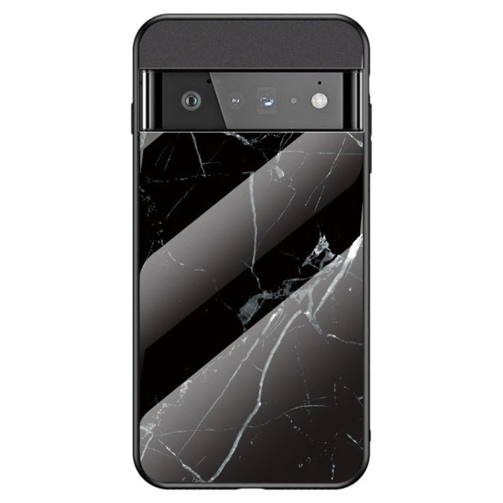 Google Pixel 7 Pro Hülle aus gehärtetem Glas schwarzer Marmor