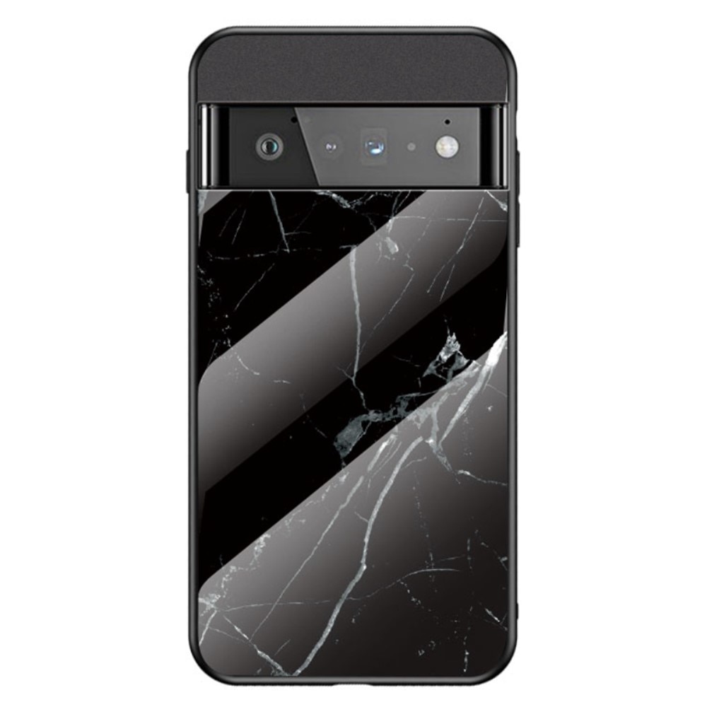 Google Pixel 7 Hülle aus gehärtetem Glas schwarzer Marmor