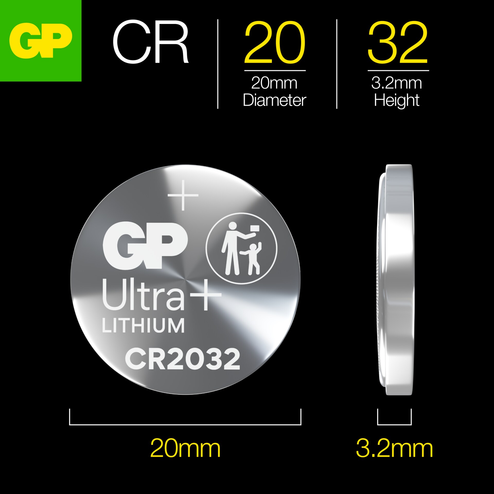 Batterie Knopfzelle Lithium CR2032 (4 Stück)