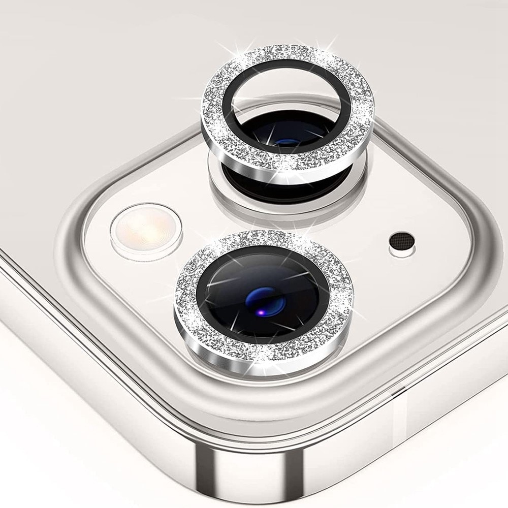 Glitzer Panzerglas für Kamera Aluminium iPhone 13/13 Mini Silber