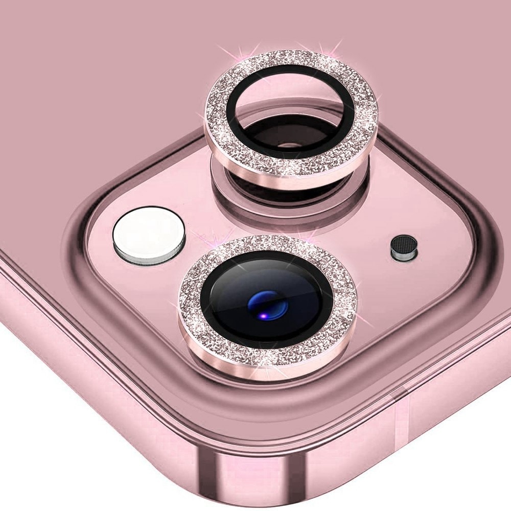 Glitzer Panzerglas für Kamera Aluminium iPhone 13 rosa