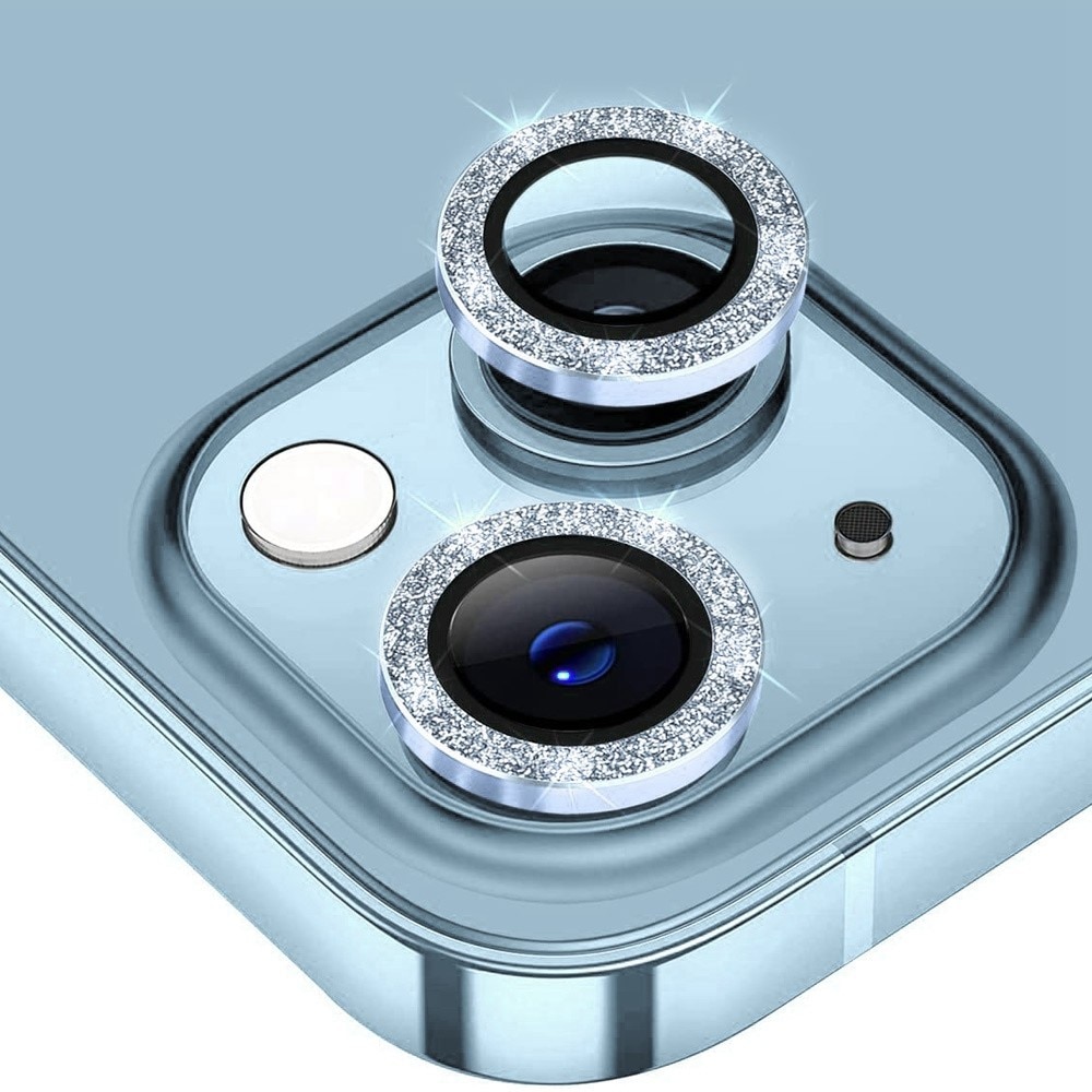 Glitzer Panzerglas für Kamera Aluminium iPhone 13/13 Mini Hellblau