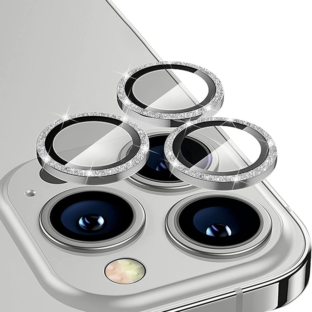 Glitzer Panzerglas für Kamera Aluminium iPhone 13 Pro/13 Pro Max Silber
