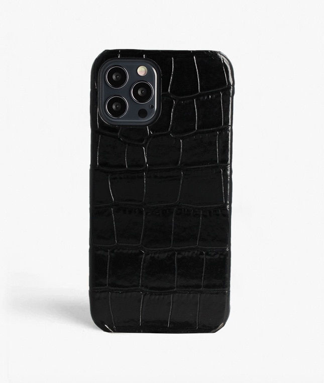 iPhone 12/iPhone 12 Pro Hülle Croco Schwarz