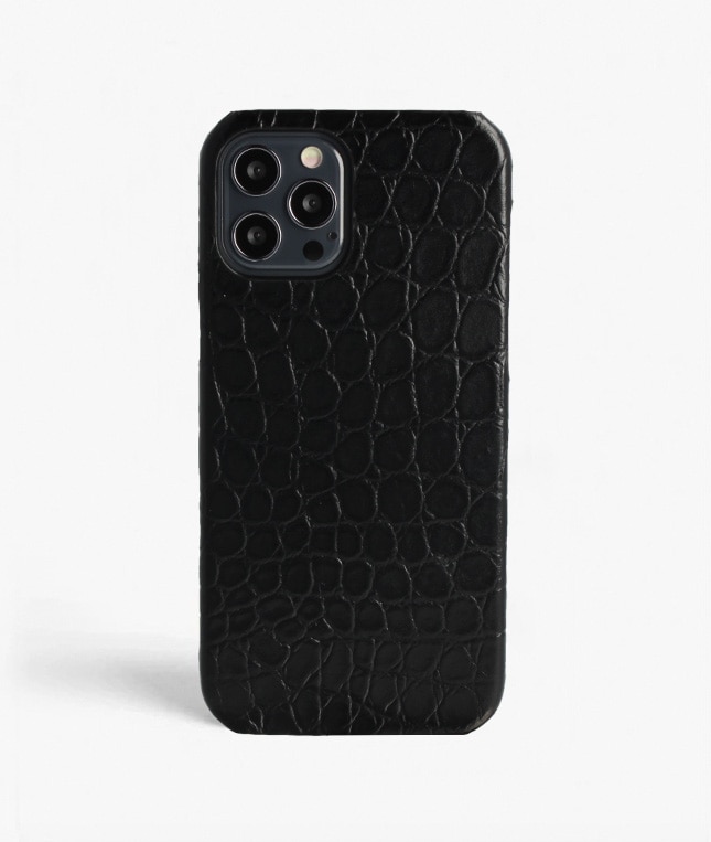 iPhone 12/iPhone 12 Pro Hülle Small Croco Schwarz