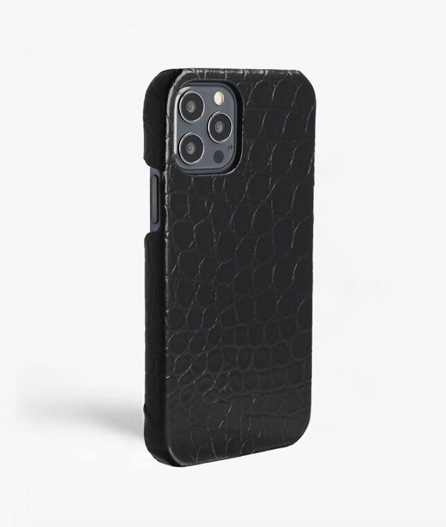 iPhone 12/iPhone 12 Pro Hülle Small Croco Schwarz