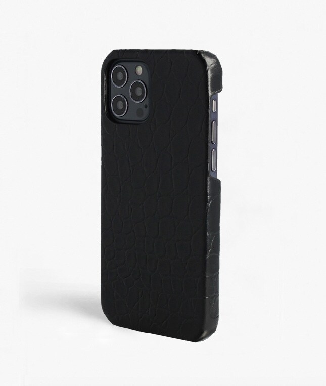 iPhone 12/iPhone 12 Pro Hülle Small Croco Schwarz