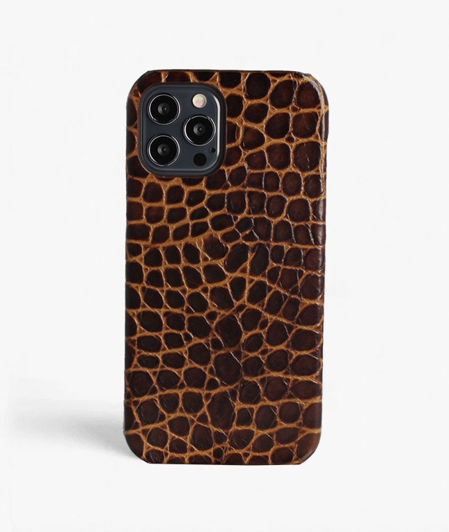iPhone 12/iPhone 12 Pro Hülle Small Croco Braun