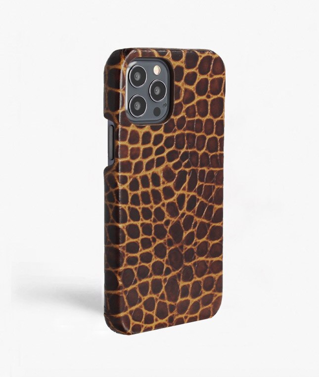 iPhone 12/iPhone 12 Pro Hülle Small Croco Braun