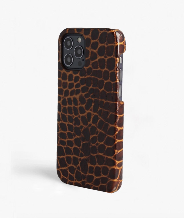 iPhone 12/iPhone 12 Pro Hülle Small Croco Braun