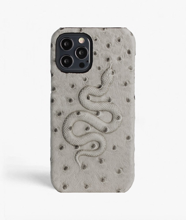 iPhone 12/iPhone 12 Pro Hülle Snake Ostrich Grey