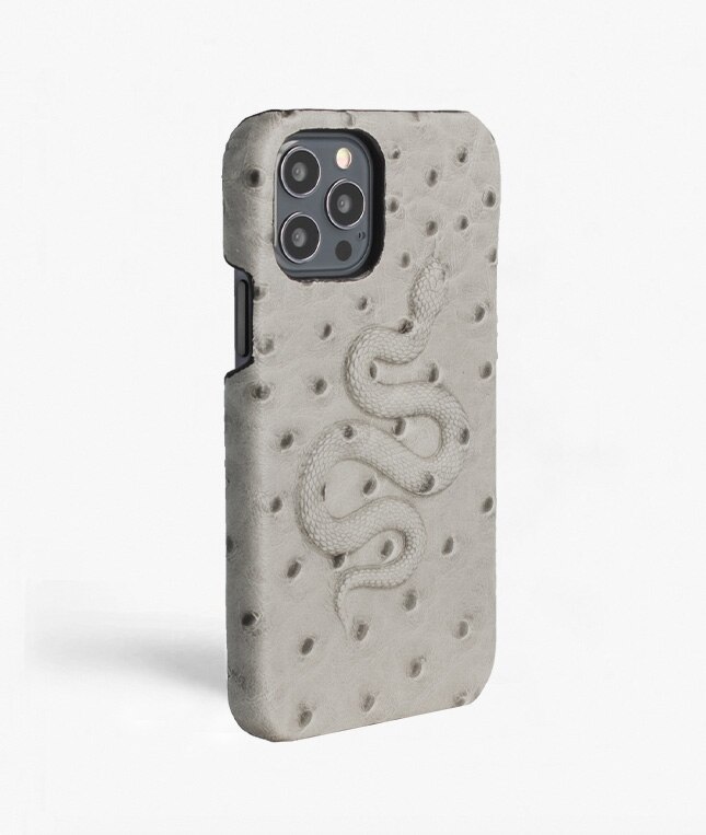 iPhone 12/iPhone 12 Pro Hülle Snake Ostrich Grey