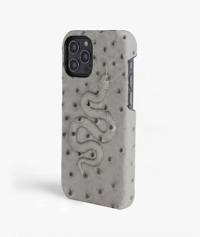 iPhone 12/iPhone 12 Pro Hülle Snake Ostrich Grey