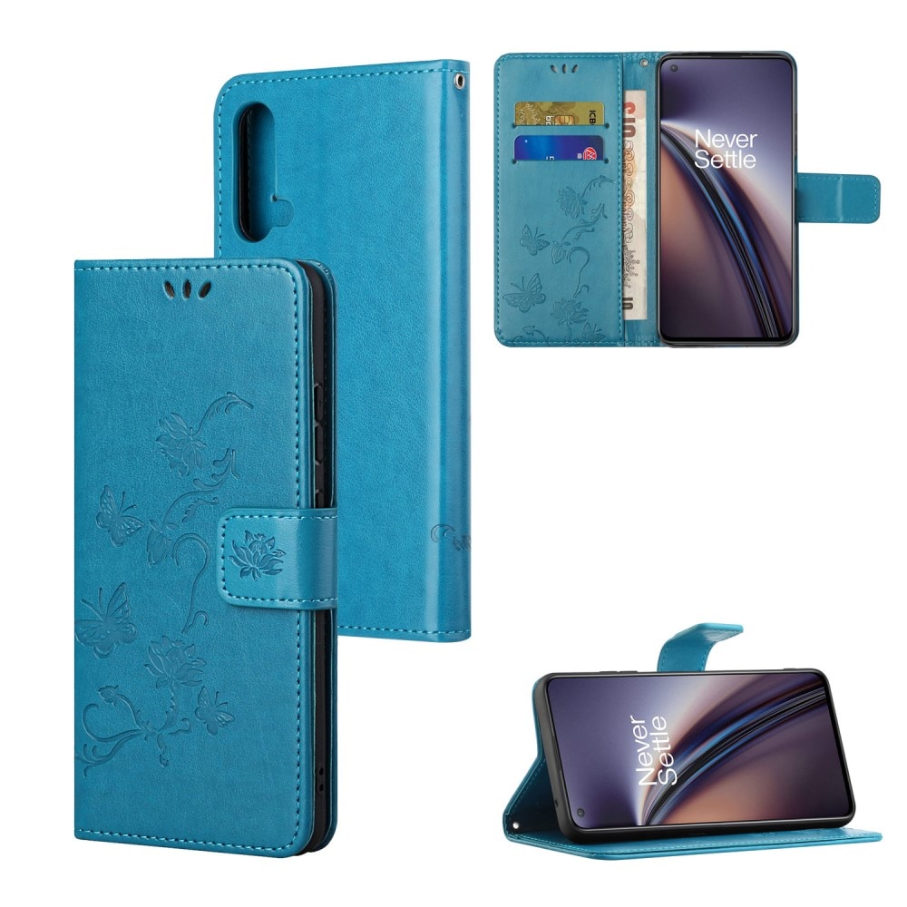 OnePlus Nord CE 5G Handyhülle mit Schmetterlingsmuster, blau