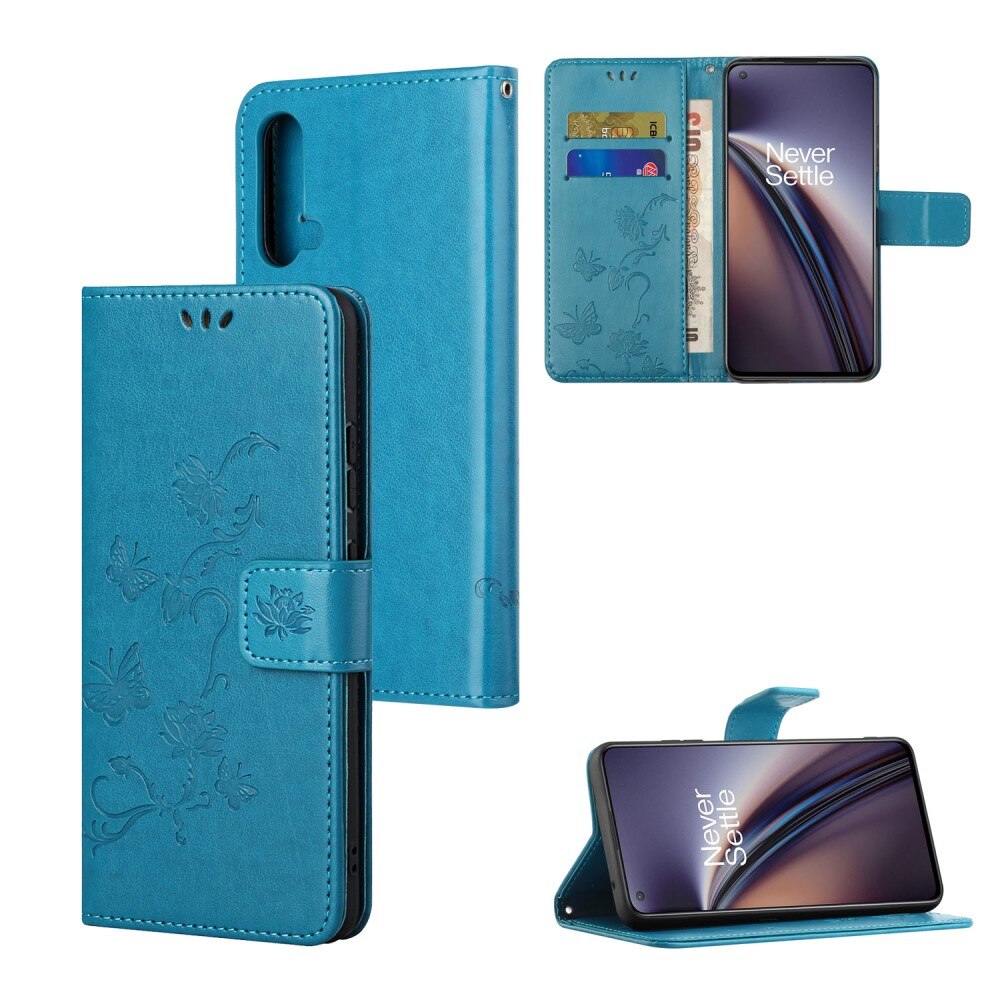  OnePlus Nord CE 5G Handyhülle mit Schmetterlingsmuster, Blau