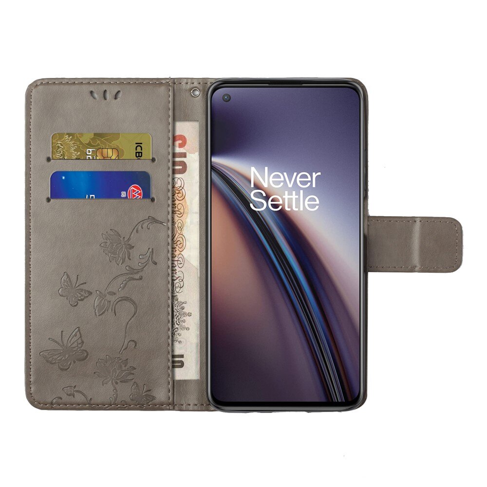  OnePlus Nord CE 5G Handyhülle mit Schmetterlingsmuster, Grau
