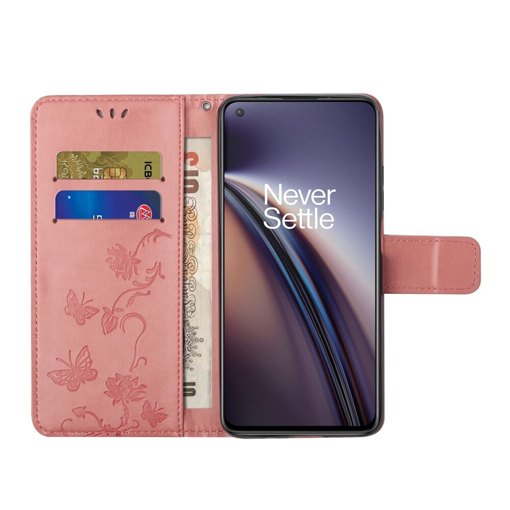 OnePlus Nord CE 5G Handyhülle mit Schmetterlingsmuster, rosa