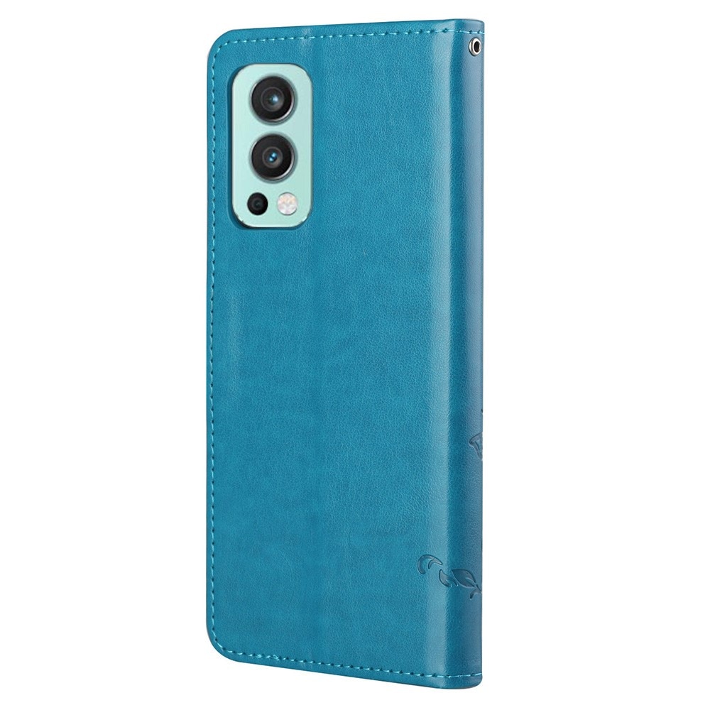 OnePlus Nord 2 5G Handyhülle mit Schmetterlingsmuster, blau