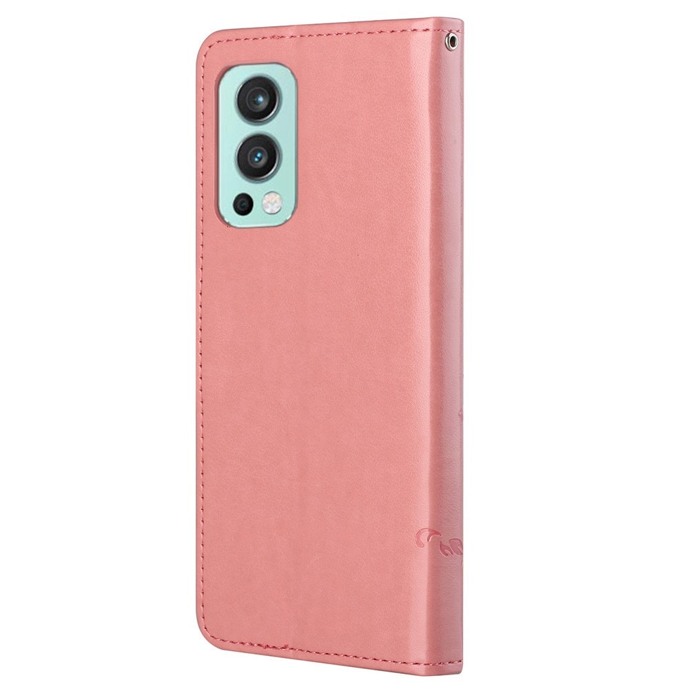 OnePlus Nord 2 5G Handyhülle mit Schmetterlingsmuster, rosa