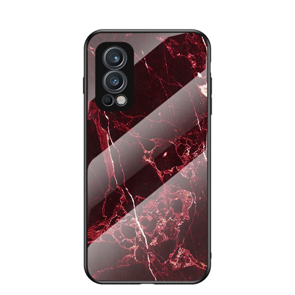 OnePlus Nord 2 5G Hülle aus gehärtetem Glas Red Marble