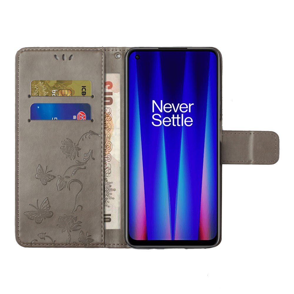  OnePlus Nord CE 5G Handyhülle mit Schmetterlingsmuster, Grau