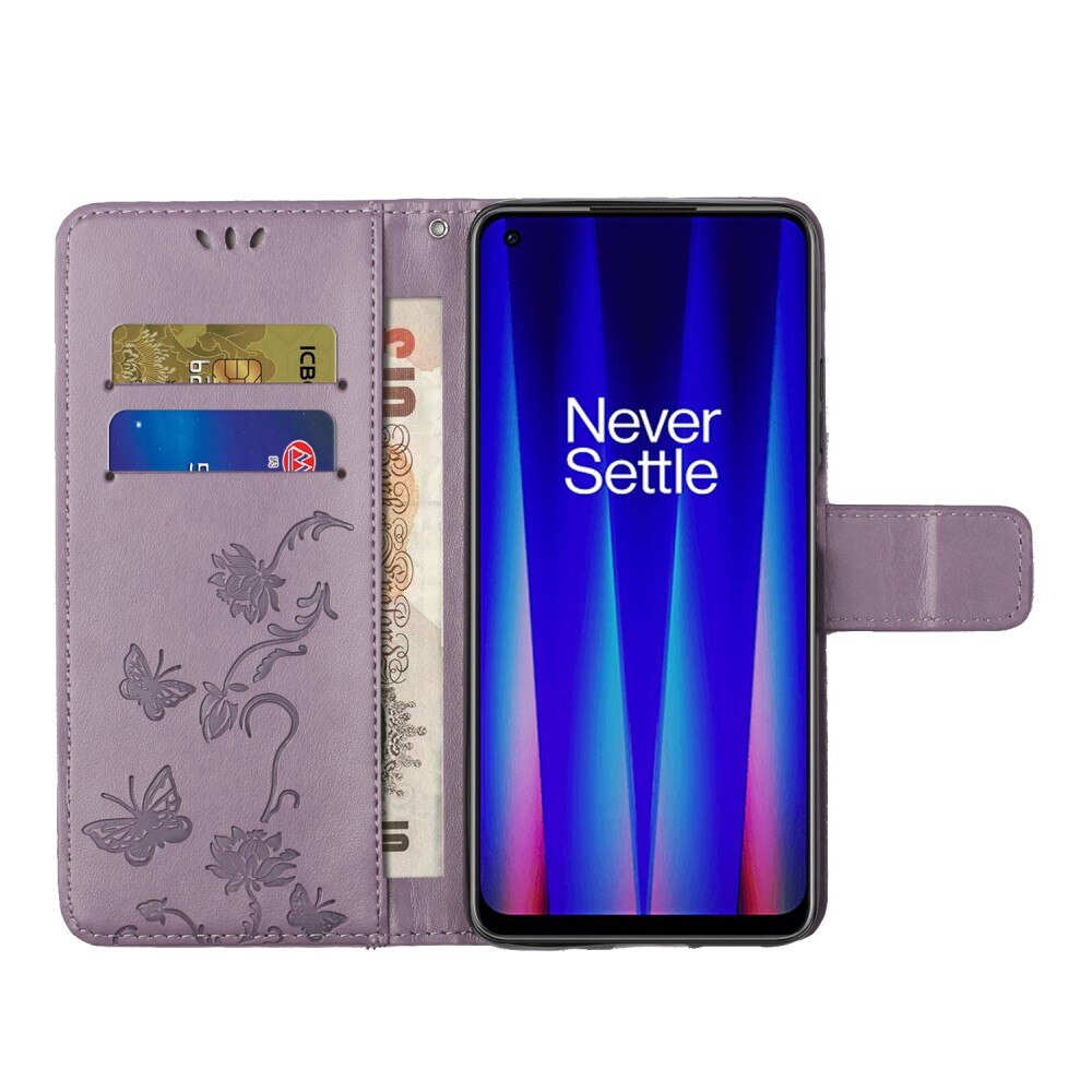  OnePlus Nord CE 5G Handyhülle mit Schmetterlingsmuster, Lila
