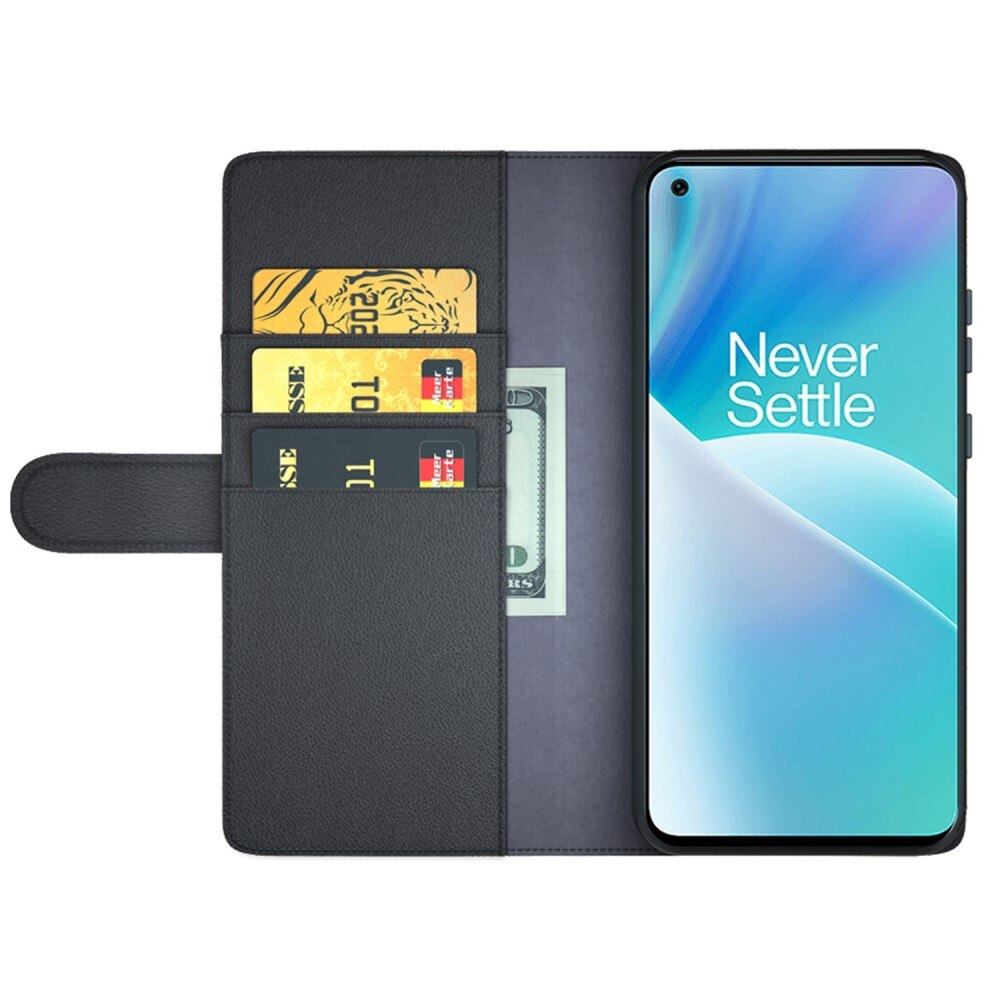 OnePlus Nord 2T 5G Echtlederhülle, schwarz