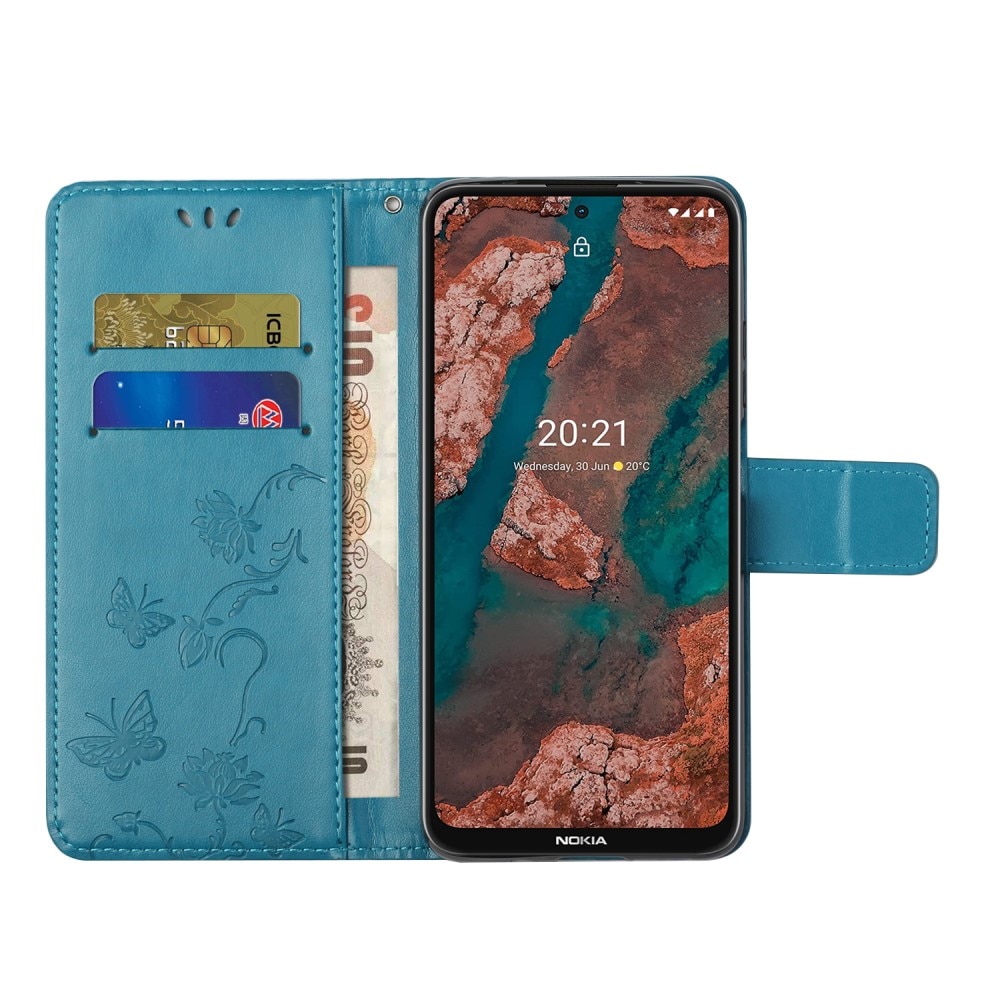 Nokia X10/X20 Handyhülle mit Schmetterlingsmuster, blau