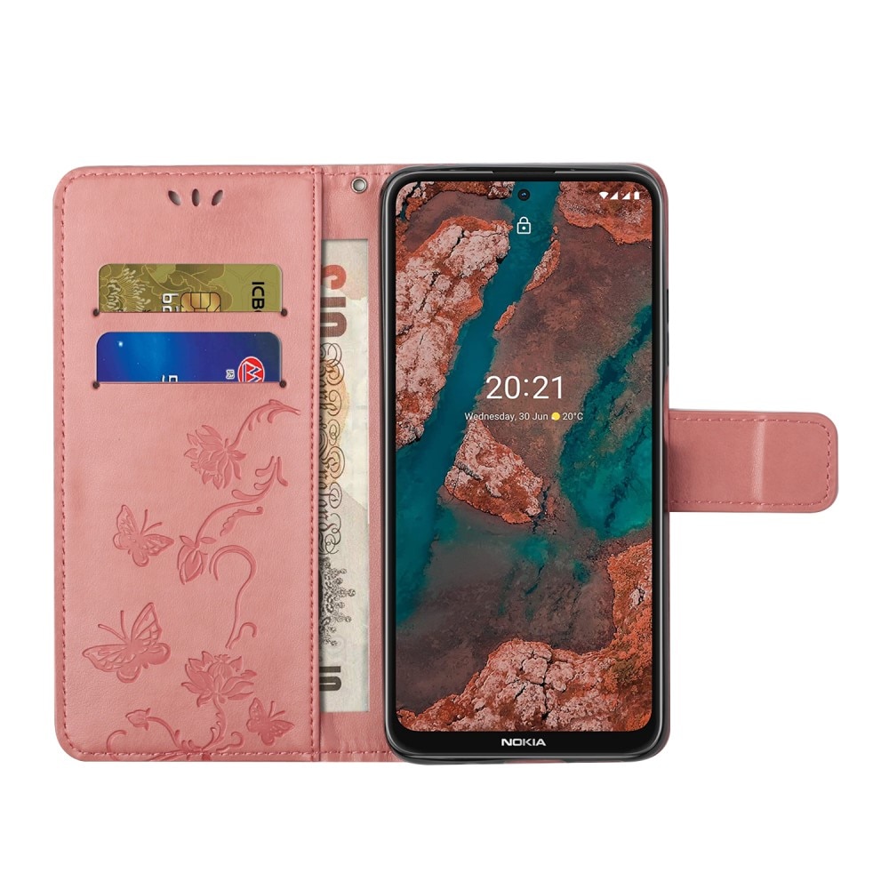 Nokia X10/X20 Handyhülle mit Schmetterlingsmuster, rosa