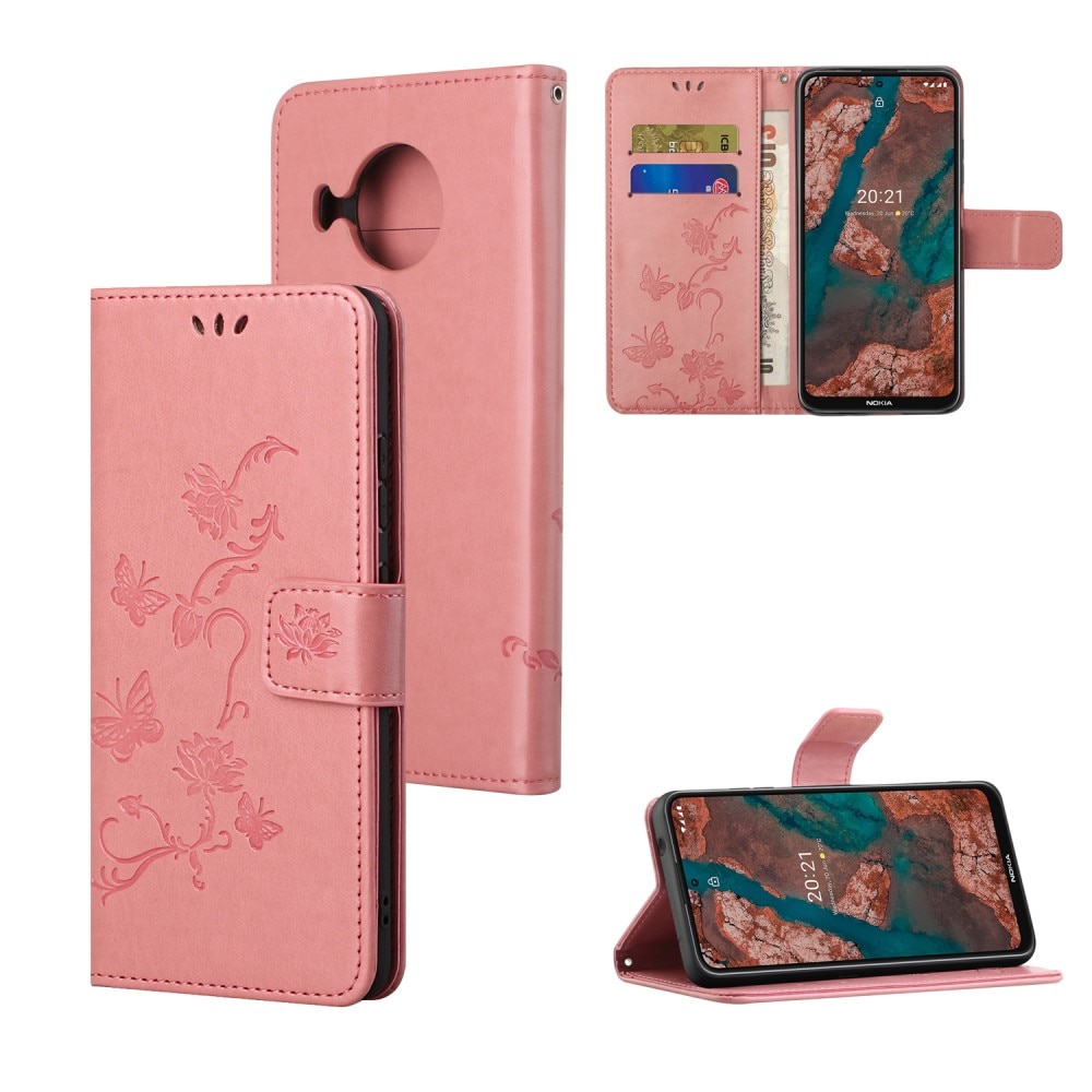 Nokia X10/X20 Handyhülle mit Schmetterlingsmuster, rosa