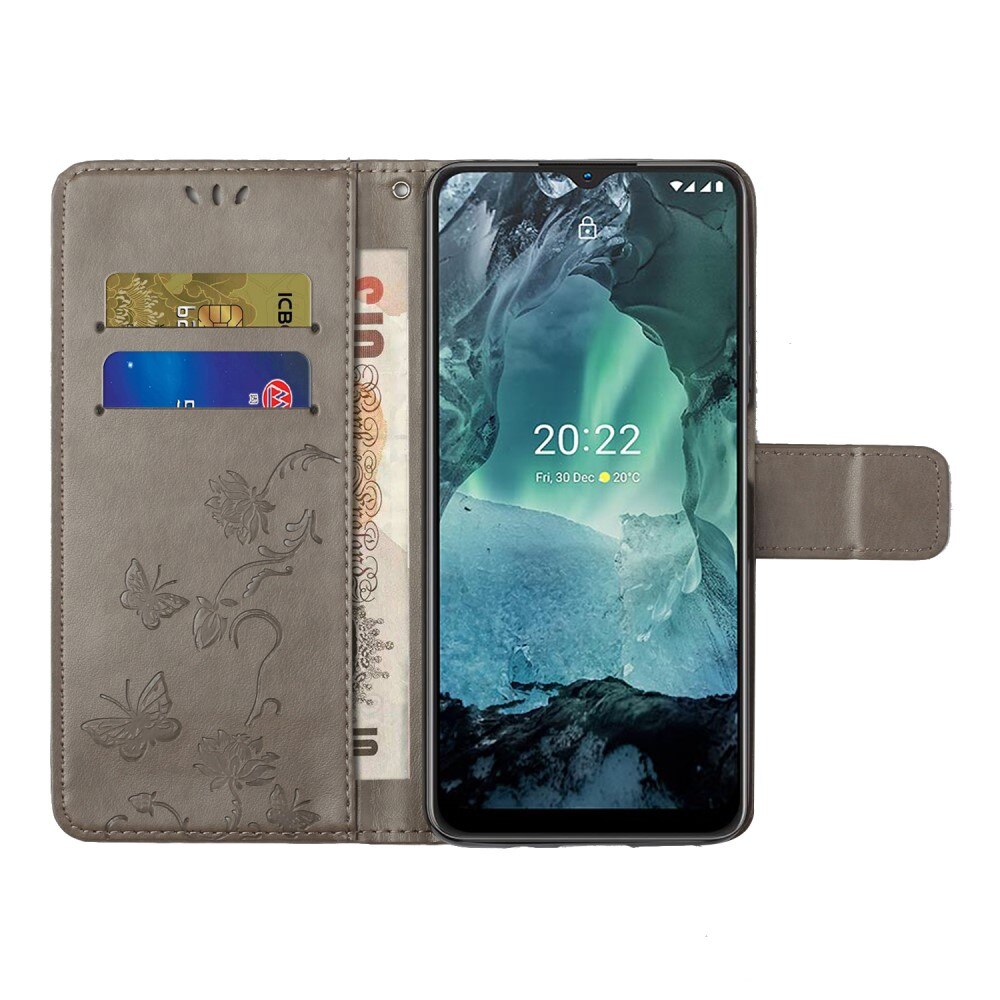 Nokia G11/Nokia G21 Handyhülle mit Schmetterlingsmuster, Grau