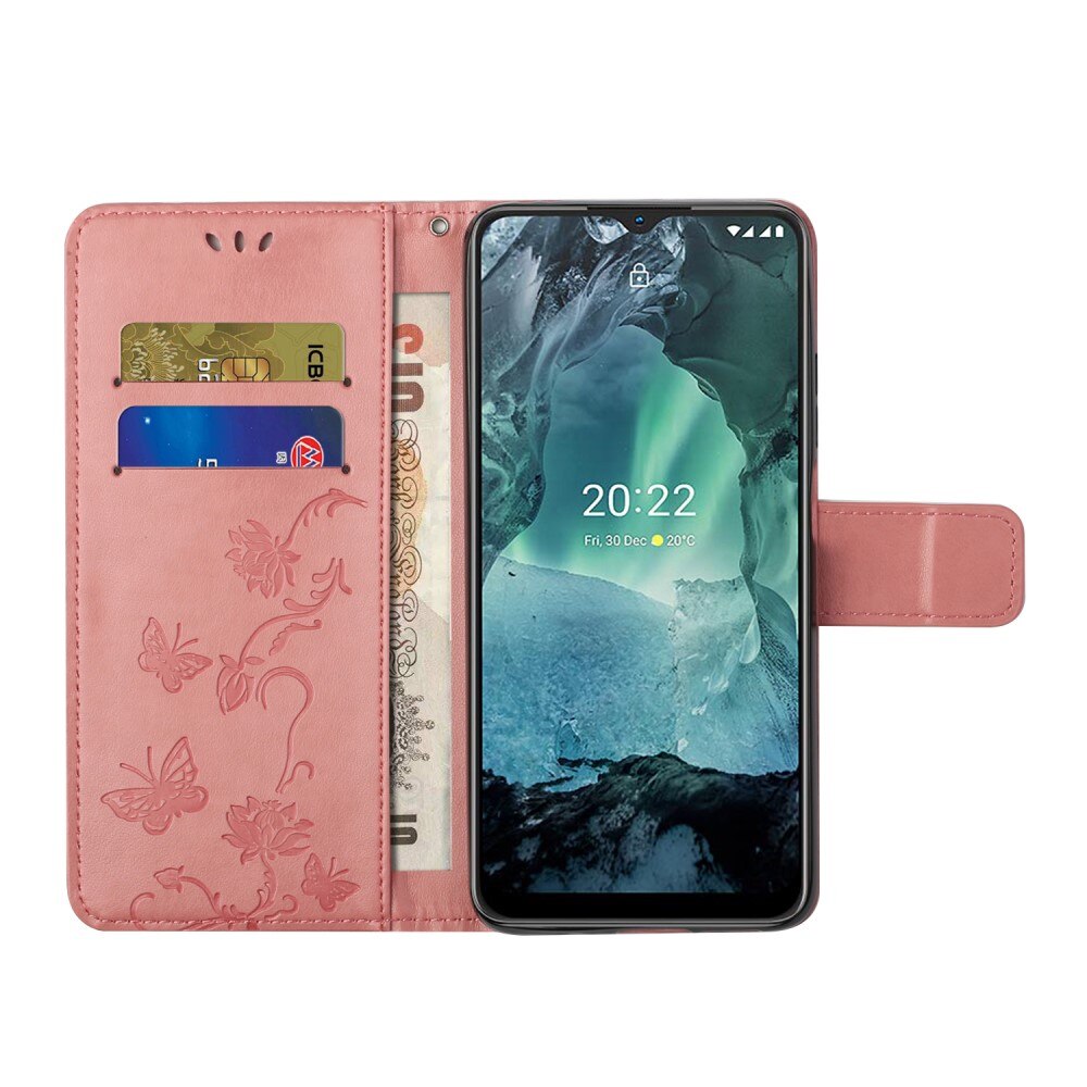  Nokia G11/Nokia G21 Handyhülle mit Schmetterlingsmuster, Rosa
