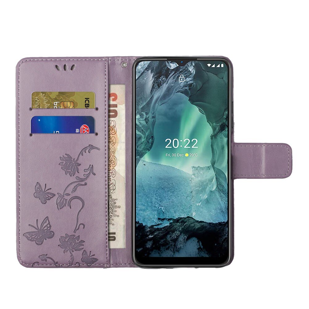  Nokia G11/Nokia G21 Handyhülle mit Schmetterlingsmuster, Lila