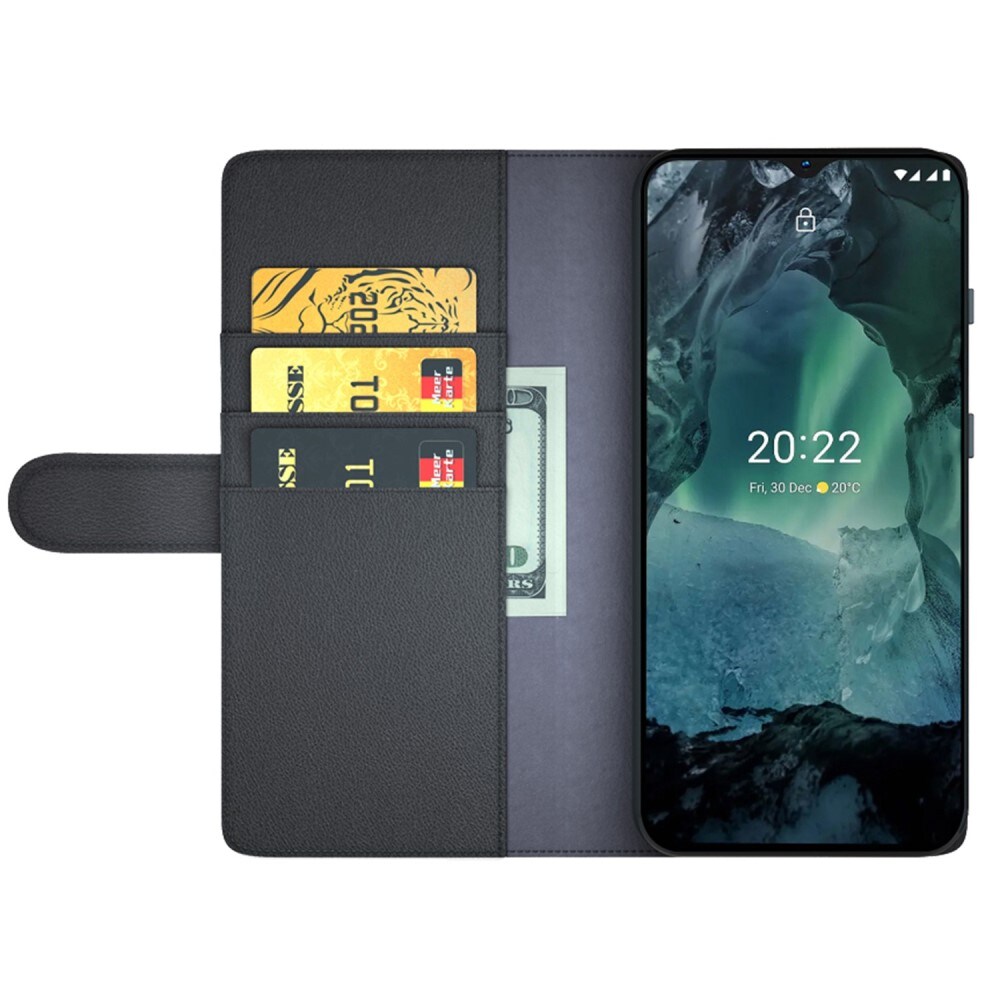  Nokia G11/Nokia G21 Echtlederhülle Schwarz