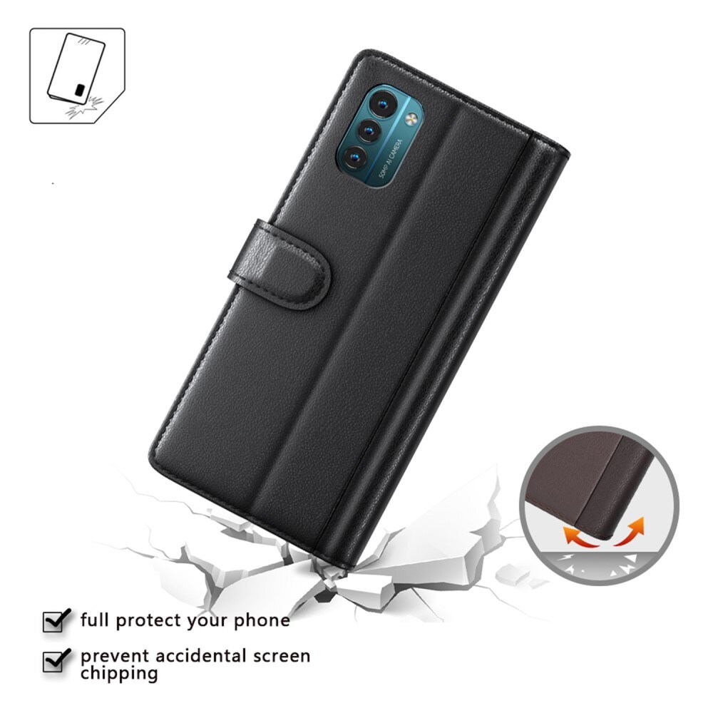  Nokia G11/Nokia G21 Echtlederhülle Schwarz
