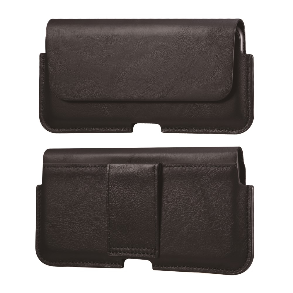 Gürteltasche aus Leder für Handy L, schwarz