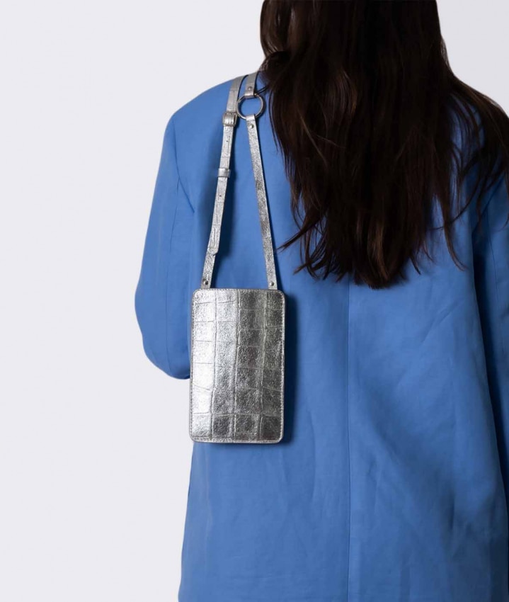 Smart Crossbody Tasche Croco Silber