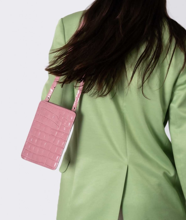 Smart Crossbody Tasche Croco Rosa