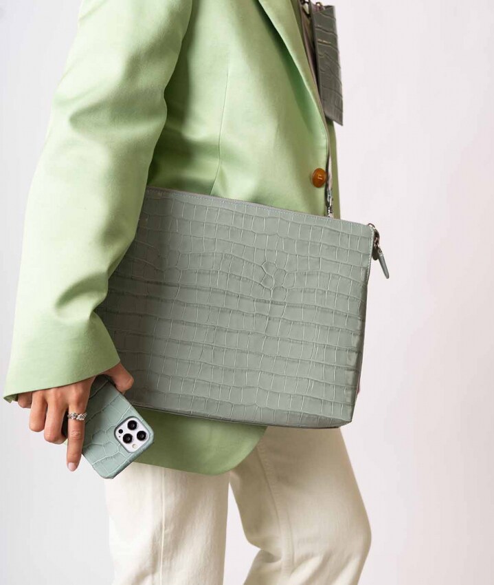 Laptoptasche 15" Croco Pastell Teal