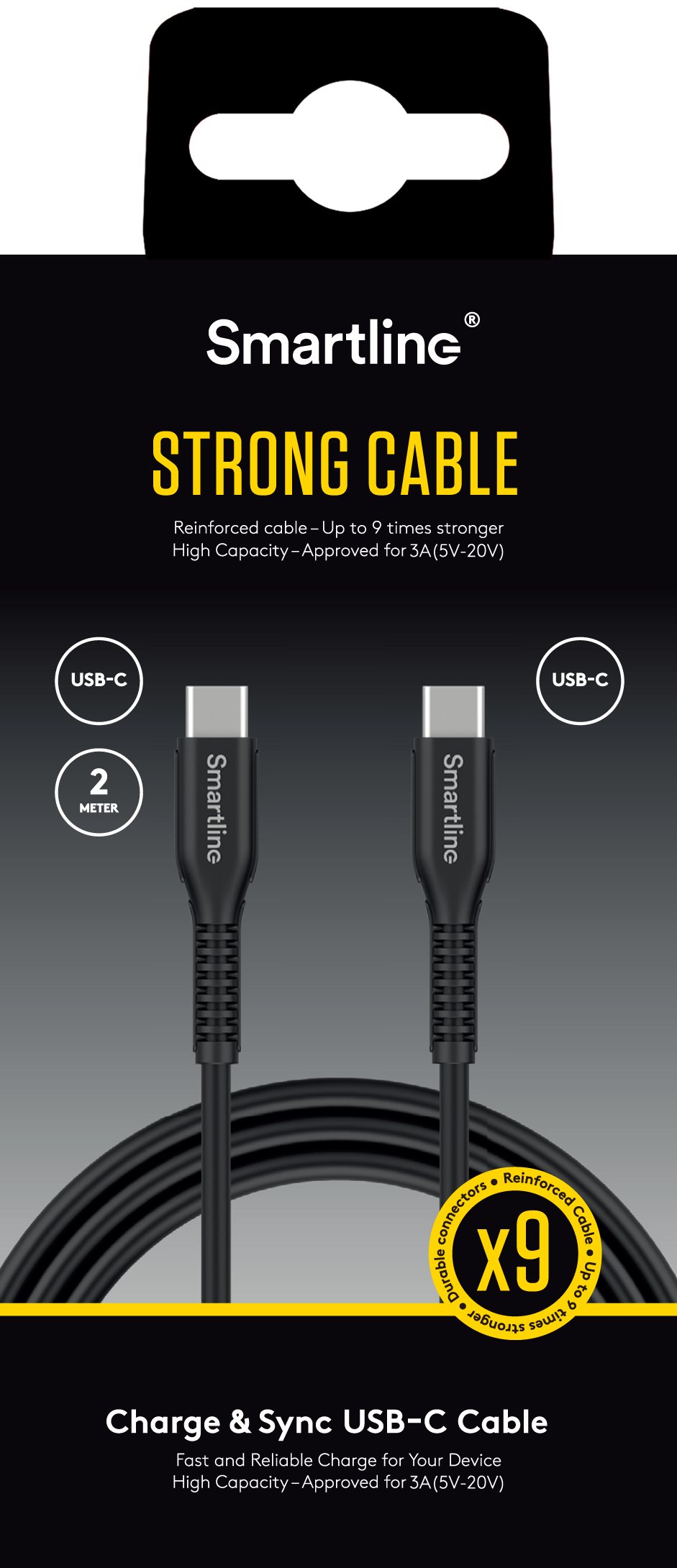Strong USB-kabel USB-C - USB-C 2m, schwarz