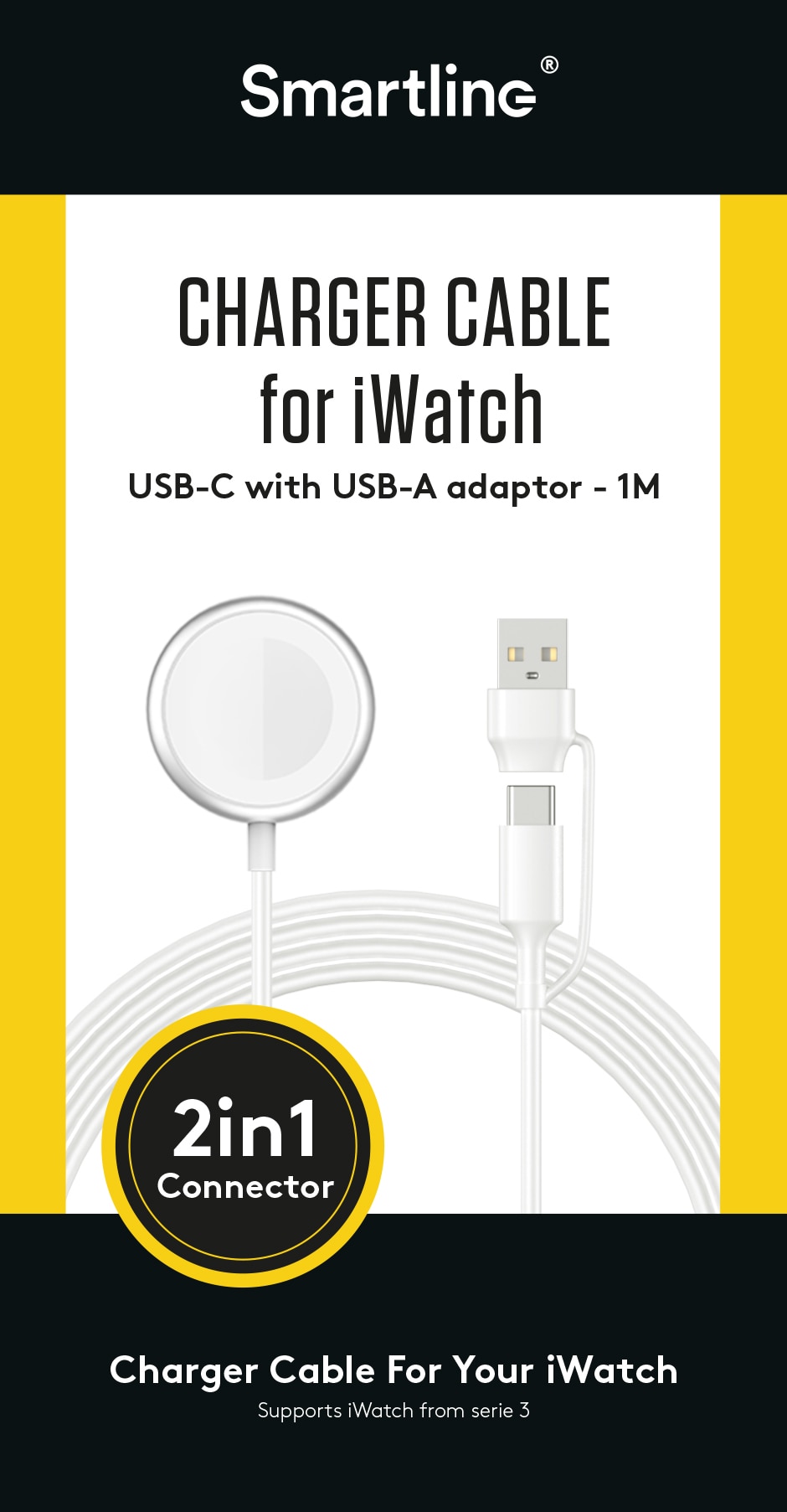 Apple Watch Ladegerät USB-C/USB-A 1m 2.5W weiß