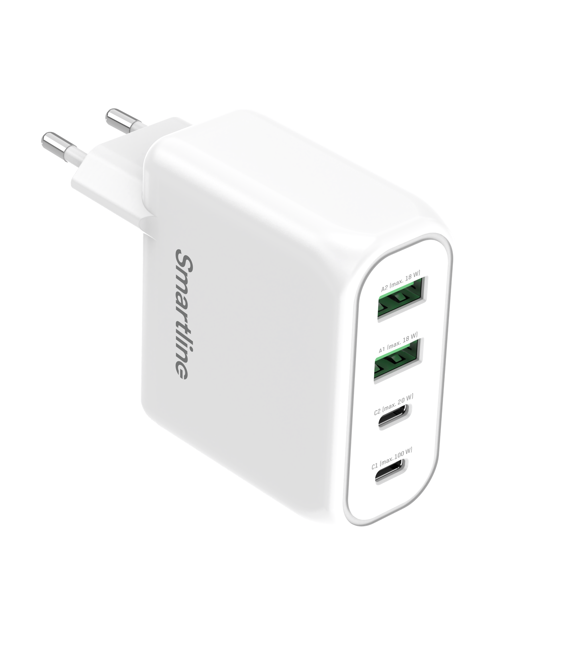 Wandgeräte PD 100W 4 Port USB-C + USB-A weiß