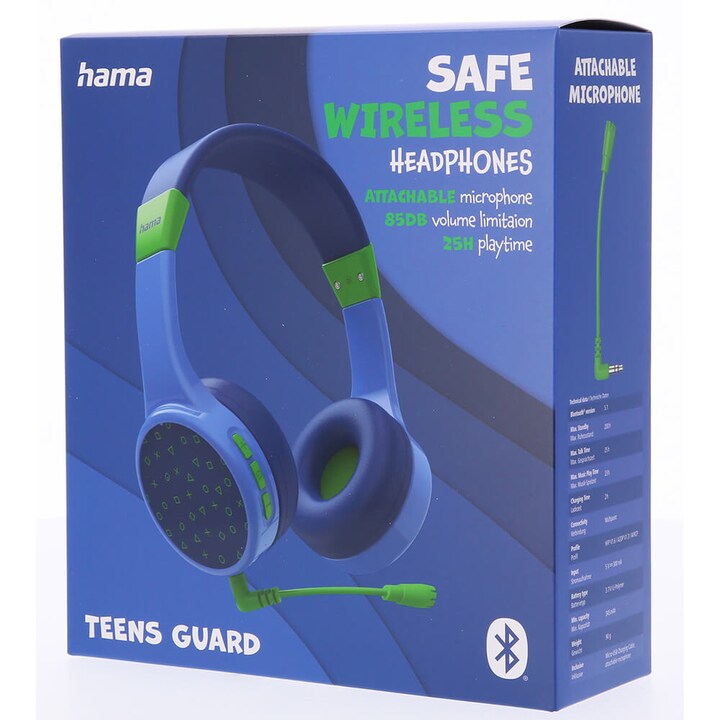 HAMA Teens Guard II – Cuffie Bluetooth Per Bambini Con Limitazione Volume, On-Ear, Wireless, Microfono E Cavo USB-C