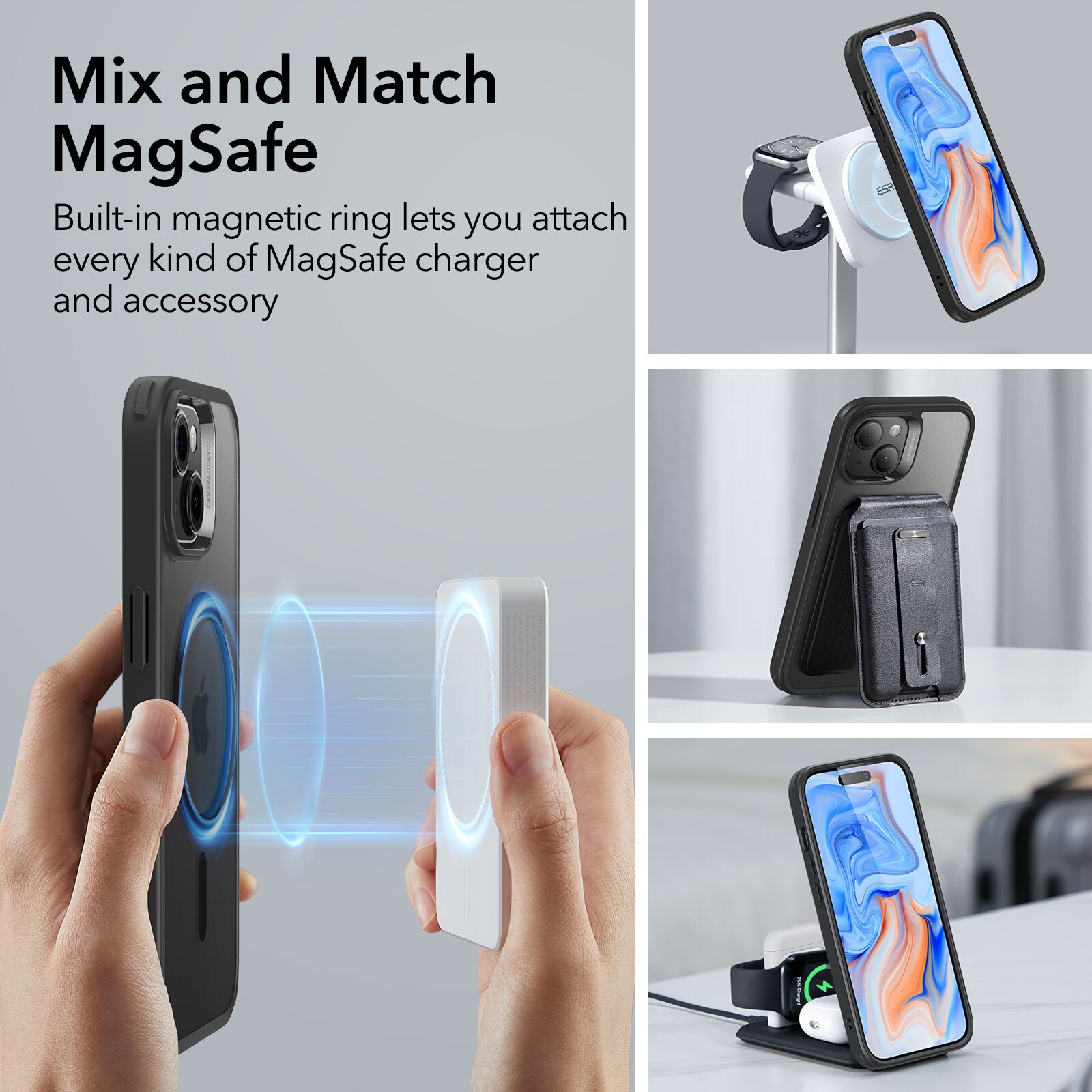 Classic Hybrid HaloLock MagSafe iPhone 15 Plus Schwarz