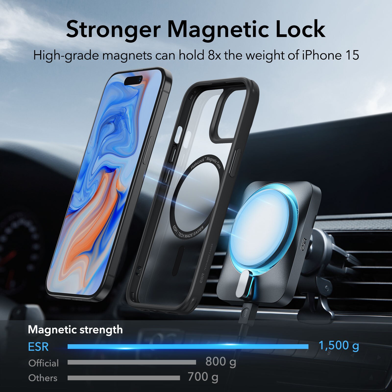 Classic Hybrid HaloLock MagSafe iPhone 15 Plus Schwarz