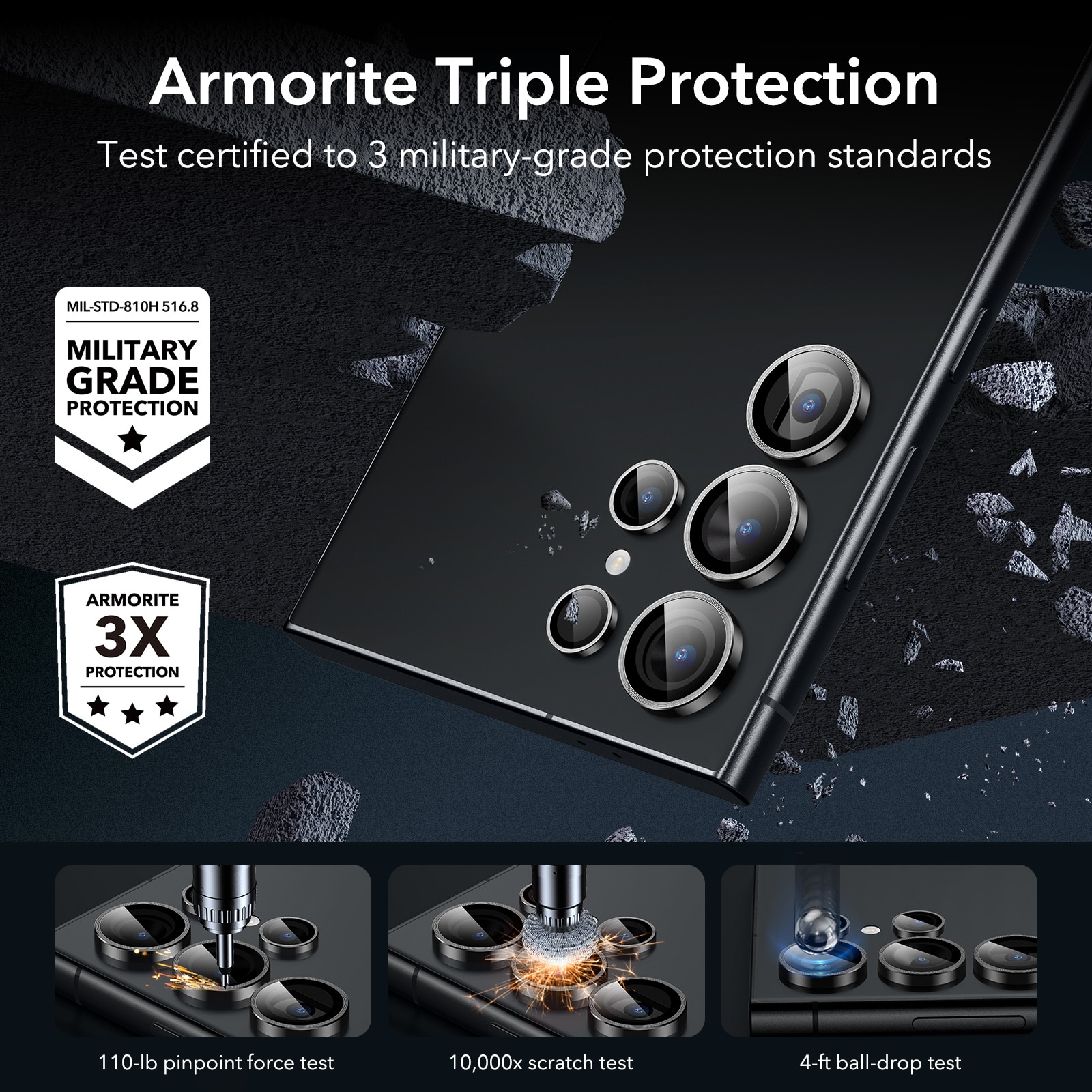 Armorite Camera Lens Protector (2 Stück) Samsung Galaxy S24 Ultra Black