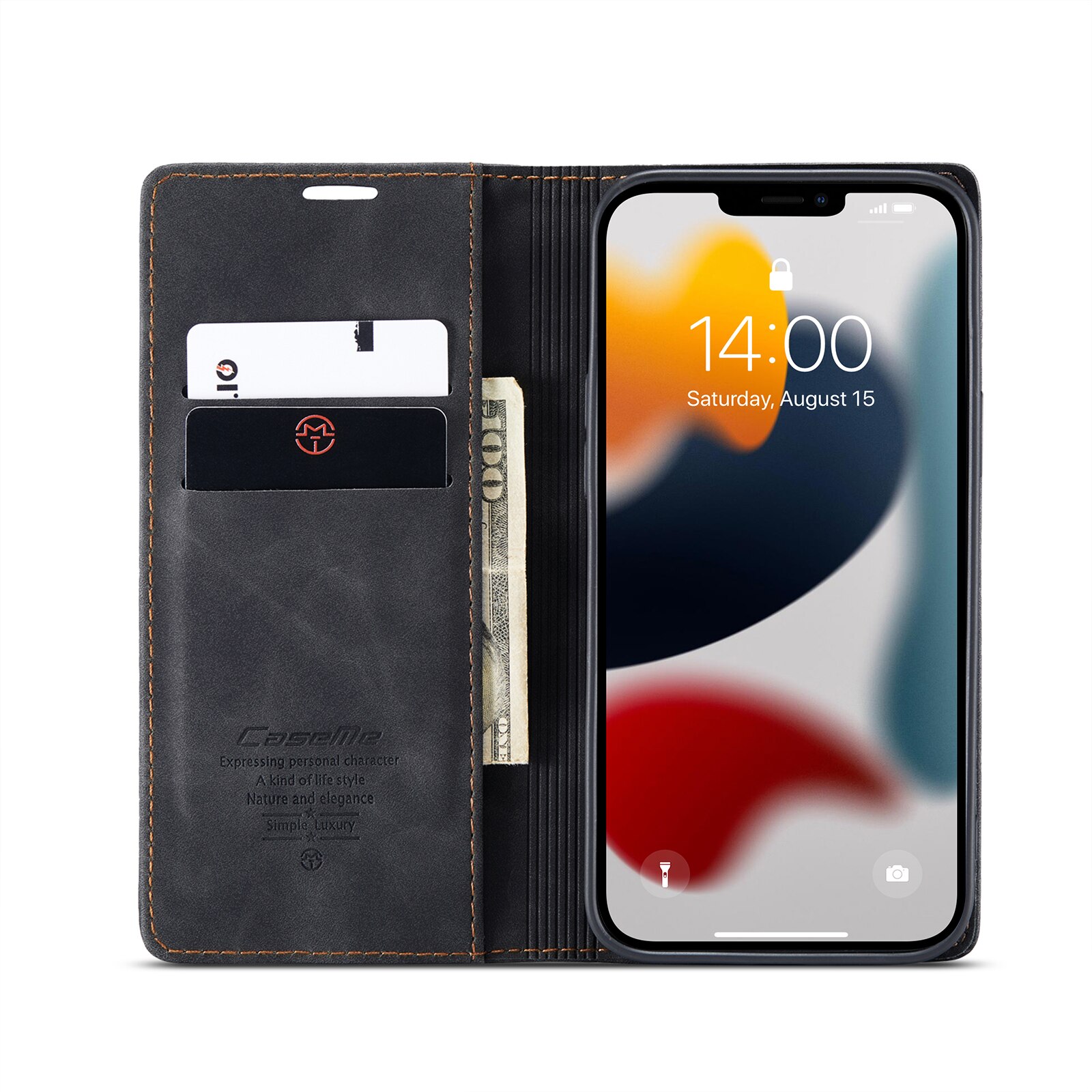 Slim Portemonnaie-Hülle iPhone 13 Pro Max Schwarz