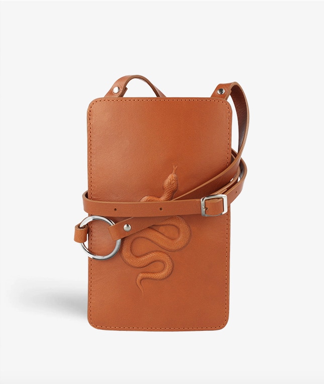 Smart Crossbody Tasche Vegetable Tanned Snake Braun