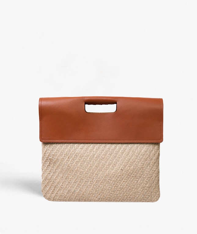 Trend  Bag Jute Leather Vegetable Tanned Braun
